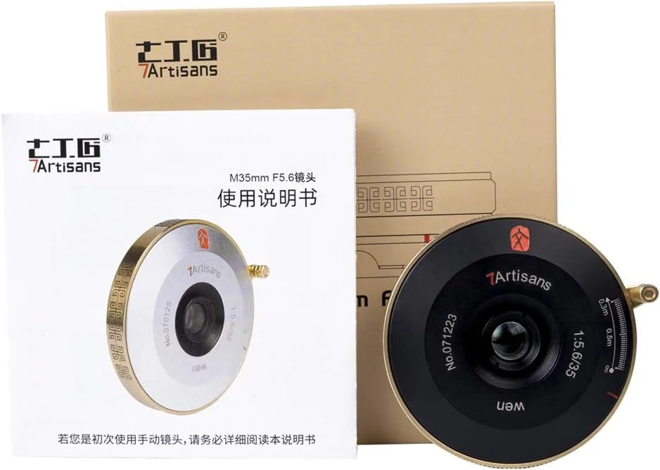 لنز 35mm f5.6 فول فریم 7artisans با فوکوس دستی سازگار با دهانه Leica M برای Leica M, M10, M240 M-P240, M-TYP246, M-P, M 262, M7 (طلایی مشکی) لنز 35mm f5.6 فول فریم 7artisans با فوکوس دستی سازگار با دهانه Leica M برای Leica M, M10, M240 M-P240, M-TYP246, M-P, M 262, M7 (طلایی مشکی)