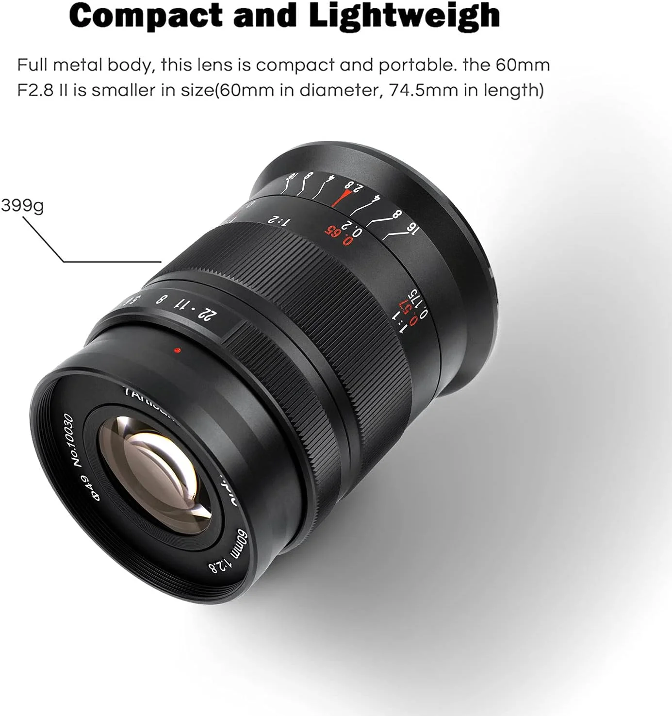 7Artisans 60mm F2.8 Aps-C Macro Lens, Manual Focus Fixed Lens For Micro Four Third, M4/3 Mount Mirrorless Cameras Mirrorless Cameras W/Lens Pouch Bag & Focus Wrench, Black