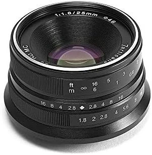 7Artisans 25mm F1.8 Aps-C Manual Focus Fixed Lens Compatible With Fujifilm Fuji Cameras X-A1 X-A10 X-A2 X-A3 X-At X-M1 Xm2 X-T1 X-T10 X-T2 X-T20 X-Pro1 X-Pro2 X-E1 X-E2 X-E2S - Black