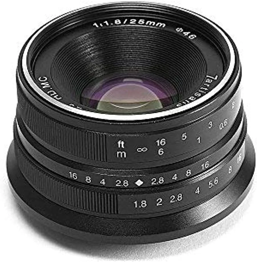 7Artisans 25mm F1.8 Aps-C Manual Focus Fixed Lens Compatible With Fujifilm Fuji Cameras X-A1 X-A10 X-A2 X-A3 X-At X-M1 Xm2 X-T1 X-T10 X-T2 X-T20 X-Pro1 X-Pro2 X-E1 X-E2 X-E2S - Black