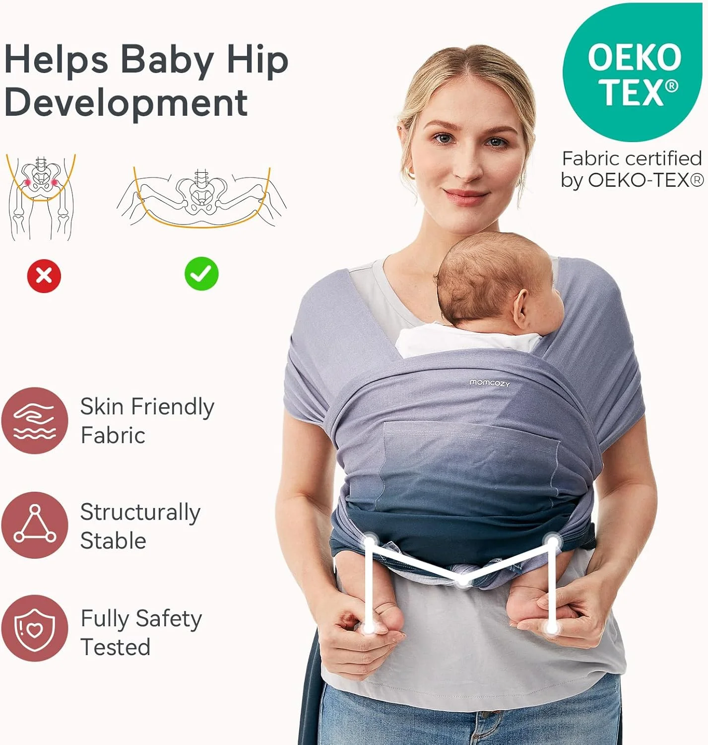 آغوشی نوزاد Momcozy، آغوشی نوزاد برای نوزادان تا 22 کیلوگرم، آغوشی نوزاد قابل تنظیم برای بزرگسالان، مناسب سایزهای XXS-XXL، آغوشی نوزاد با استفاده آسان، ارگونومیک رو به جلو/پشت، آبی گرادیانی آغوشی نوزاد Momcozy، آغوشی نوزاد برای نوزادان تا 22 کیلوگرم، آغوشی نوزاد قابل تنظیم برای بزرگسالان، مناسب سایزهای XXS-XXL، آغوشی نوزاد با استفاده آسان، ارگونومیک رو به جلو/پشت، آبی گرادیانی