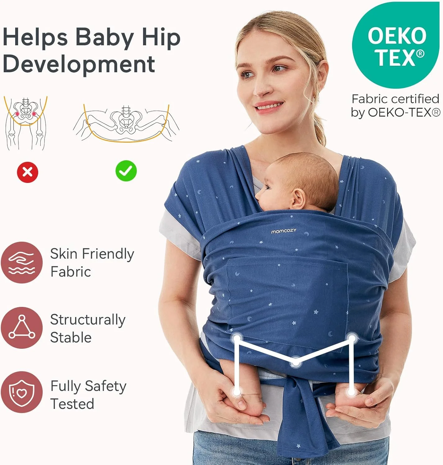 آغوشی پارچه ای نوزاد مام کوزی، مناسب برای نوزادان تا وزن 22 کیلوگرم، قابل تنظیم، سایز آزاد آغوشی پارچه ای نوزاد مام کوزی، مناسب برای نوزادان تا وزن 22 کیلوگرم، قابل تنظیم، سایز آزاد