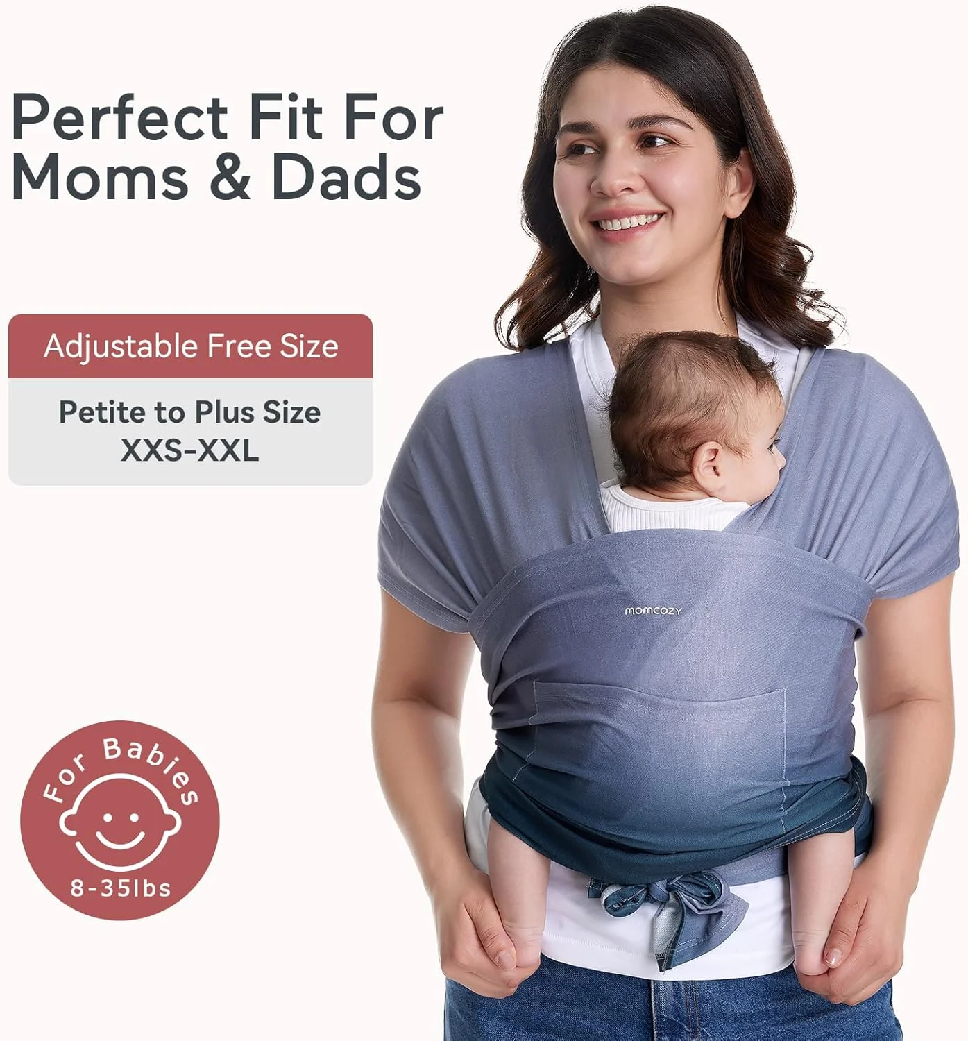 آغوشی نوزاد Momcozy، آغوشی نوزاد برای نوزادان تا 22 کیلوگرم، آغوشی نوزاد قابل تنظیم برای بزرگسالان، مناسب سایزهای XXS-XXL، آغوشی نوزاد با استفاده آسان، ارگونومیک رو به جلو/پشت، آبی گرادیانی آغوشی نوزاد Momcozy، آغوشی نوزاد برای نوزادان تا 22 کیلوگرم، آغوشی نوزاد قابل تنظیم برای بزرگسالان، مناسب سایزهای XXS-XXL، آغوشی نوزاد با استفاده آسان، ارگونومیک رو به جلو/پشت، آبی گرادیانی