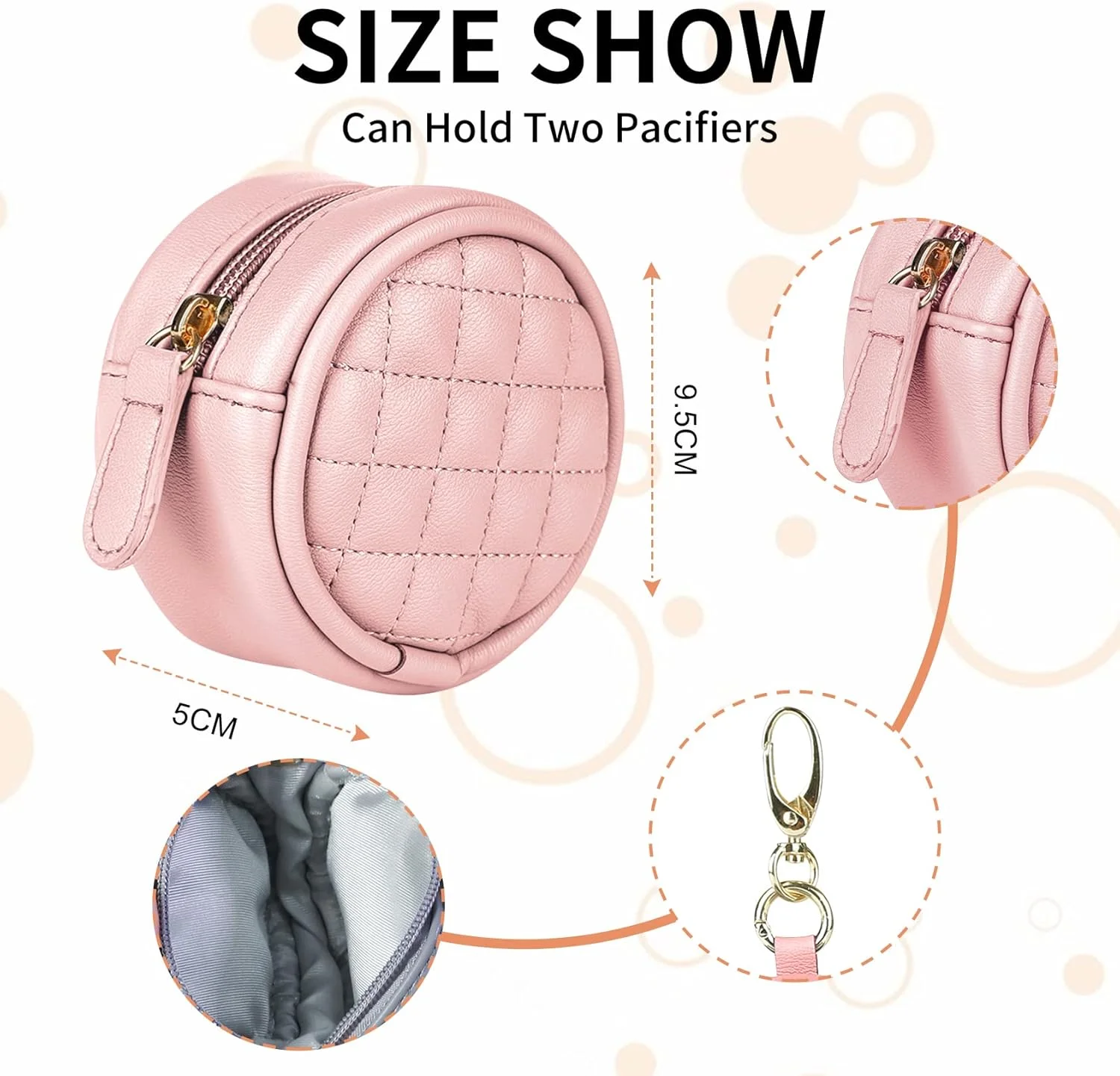 جا پستانکی کودک ماویک با گیره، کیف پستانک برای کیف پوشک، کیف نگهدارنده پستانک با زیپ برای پسران و دختران، کیف لوازم جانبی کالسکه مسافرتی در فضای باز مناسب برای همه پستانک ها (صورتی)