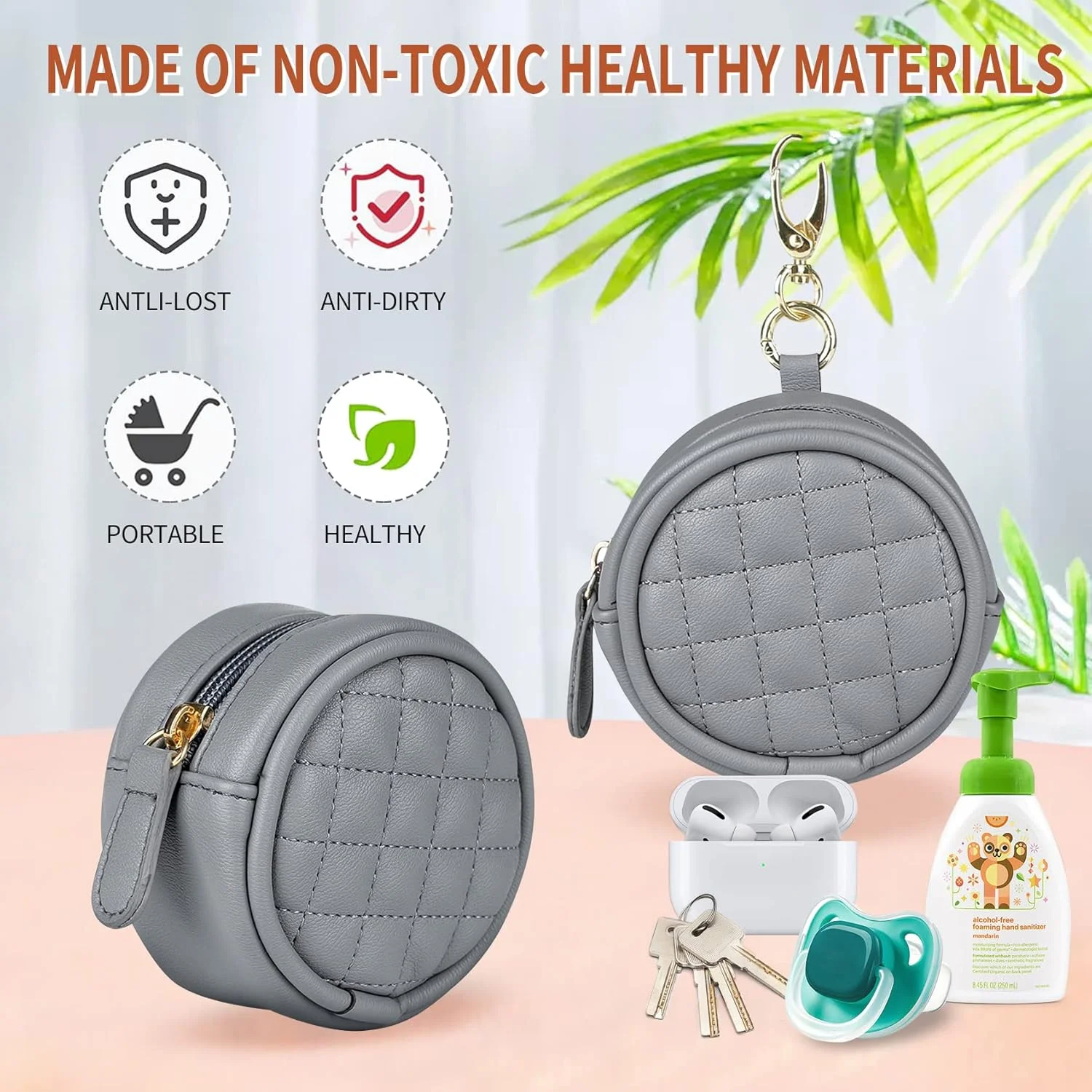 کیف نگهدارنده پستانک ماویک با گیره، جا پستانکی جذاب با قفل برای کیف پوشک یا کیف دستی، نگهدارنده 2 پستانک برای نوزادان دختر و پسر، جا کلیدی نگهدارنده پستانک