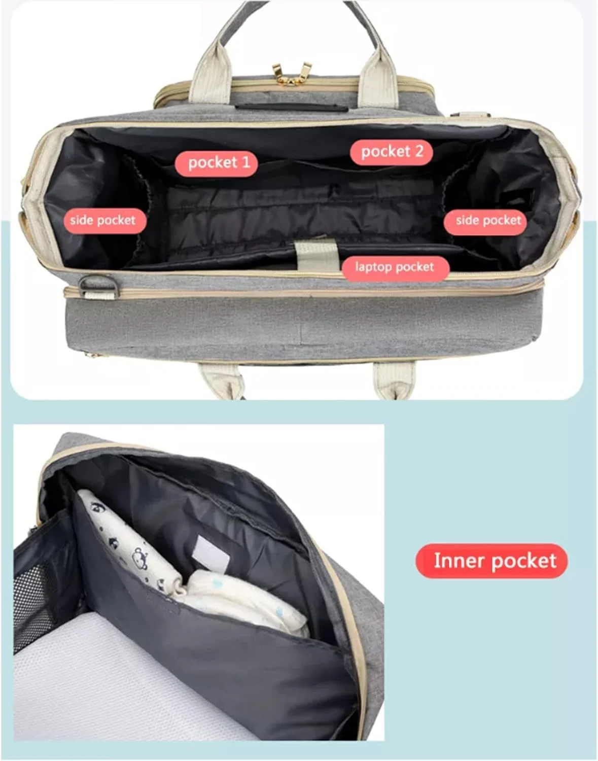 کیف لوازم کودک کوله پشتی 3 در 1 برای نوزادان دختر و پسر، کیف قابل حمل مادر برای لوازم ضروری مادران باردار، سازمان دهنده لوازم ضروری با ظرفیت بزرگ، کیف های مسافرتی ضد آب برای مادر و پدر، خاکستری کیف لوازم کودک کوله پشتی 3 در 1 برای نوزادان دختر و پسر، کیف قابل حمل مادر برای لوازم ضروری مادران باردار، سازمان دهنده لوازم ضروری با ظرفیت بزرگ، کیف های مسافرتی ضد آب برای مادر و پدر، خاکستری