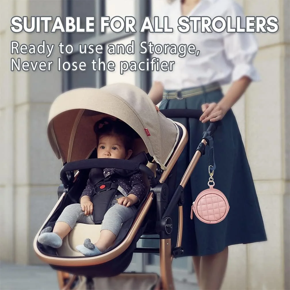 جا پستانکی کودک ماویک با گیره، کیف پستانک برای کیف پوشک، کیف نگهدارنده پستانک با زیپ برای پسران و دختران، کیف لوازم جانبی کالسکه مسافرتی در فضای باز مناسب برای همه پستانک ها (صورتی)