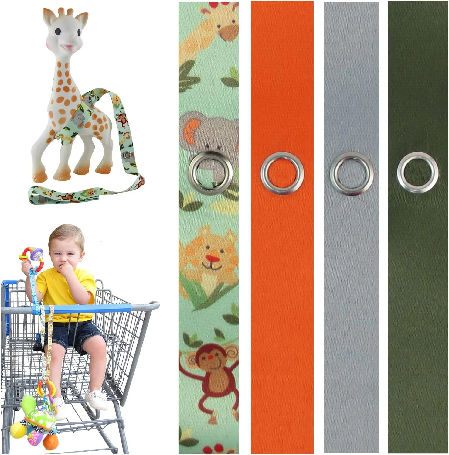 PBnJ baby Toy Saver Strap Holder Leash Secure Accessories Jungle/Gray/Orange/Olive - 4pc PBnJ baby Toy Saver Strap Holder Leash Secure Accessories Jungle/Gray/Orange/Olive - 4pc
