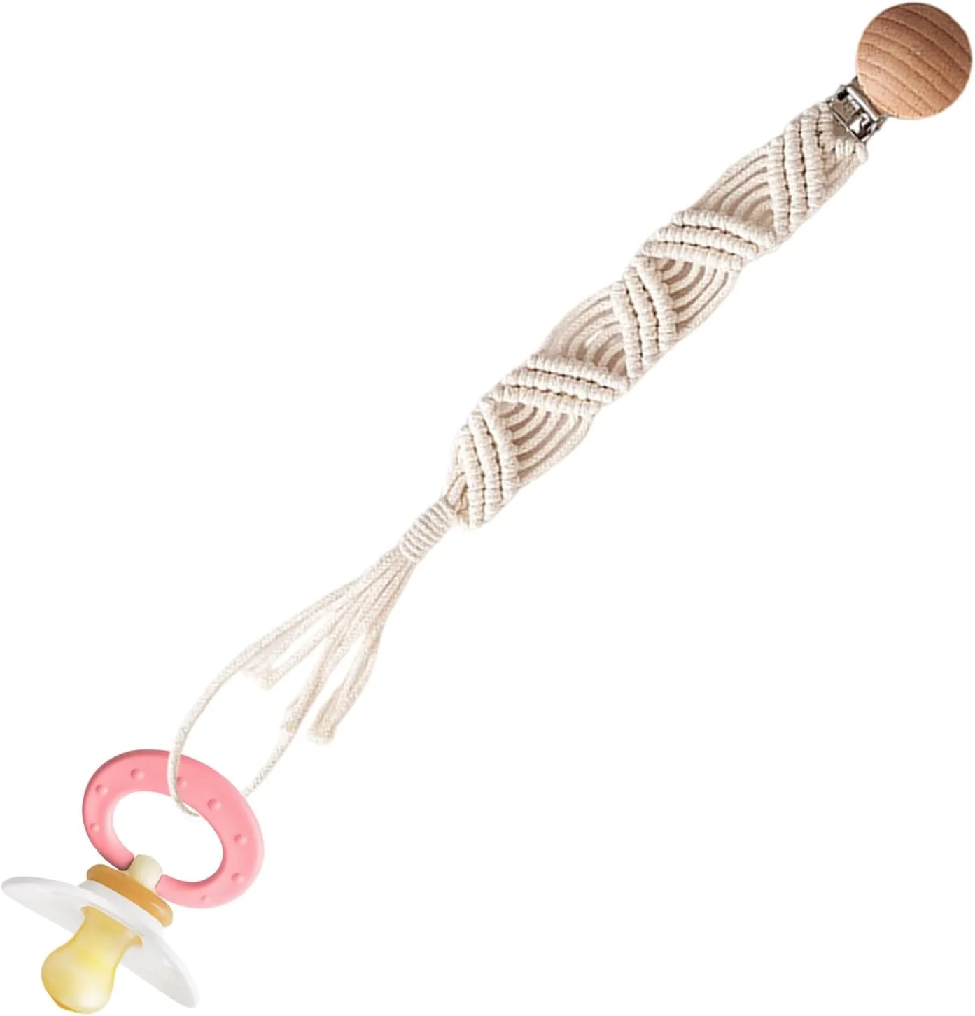 گیره پستانک، نگهدارنده پستانک پنبه ای انعطاف پذیر - گیره طناب پنبه ای دست ساز برای کودکان نوپا، دختران، کودکان چوبی بوهو، برای اتصال به شیشه شیر گیره پستانک، نگهدارنده پستانک پنبه ای انعطاف پذیر - گیره طناب پنبه ای دست ساز برای کودکان نوپا، دختران، کودکان چوبی بوهو، برای اتصال به شیشه شیر