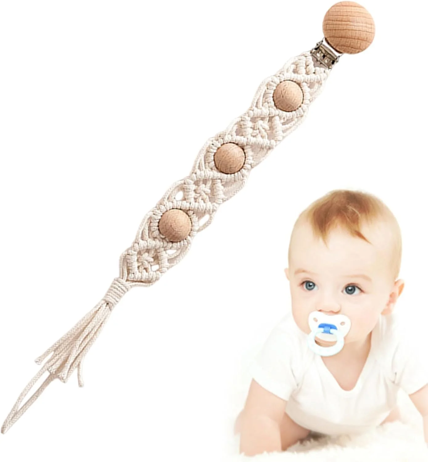 گیره پستانک | گیره پستانک طنابی پنبه ای بوهو، گیره های پستانک دست ساز بوهو برای راحتی شیک، چوبی ایمن و برای کودک نوپا گیره پستانک | گیره پستانک طنابی پنبه ای بوهو، گیره های پستانک دست ساز بوهو برای راحتی شیک، چوبی ایمن و برای کودک نوپا