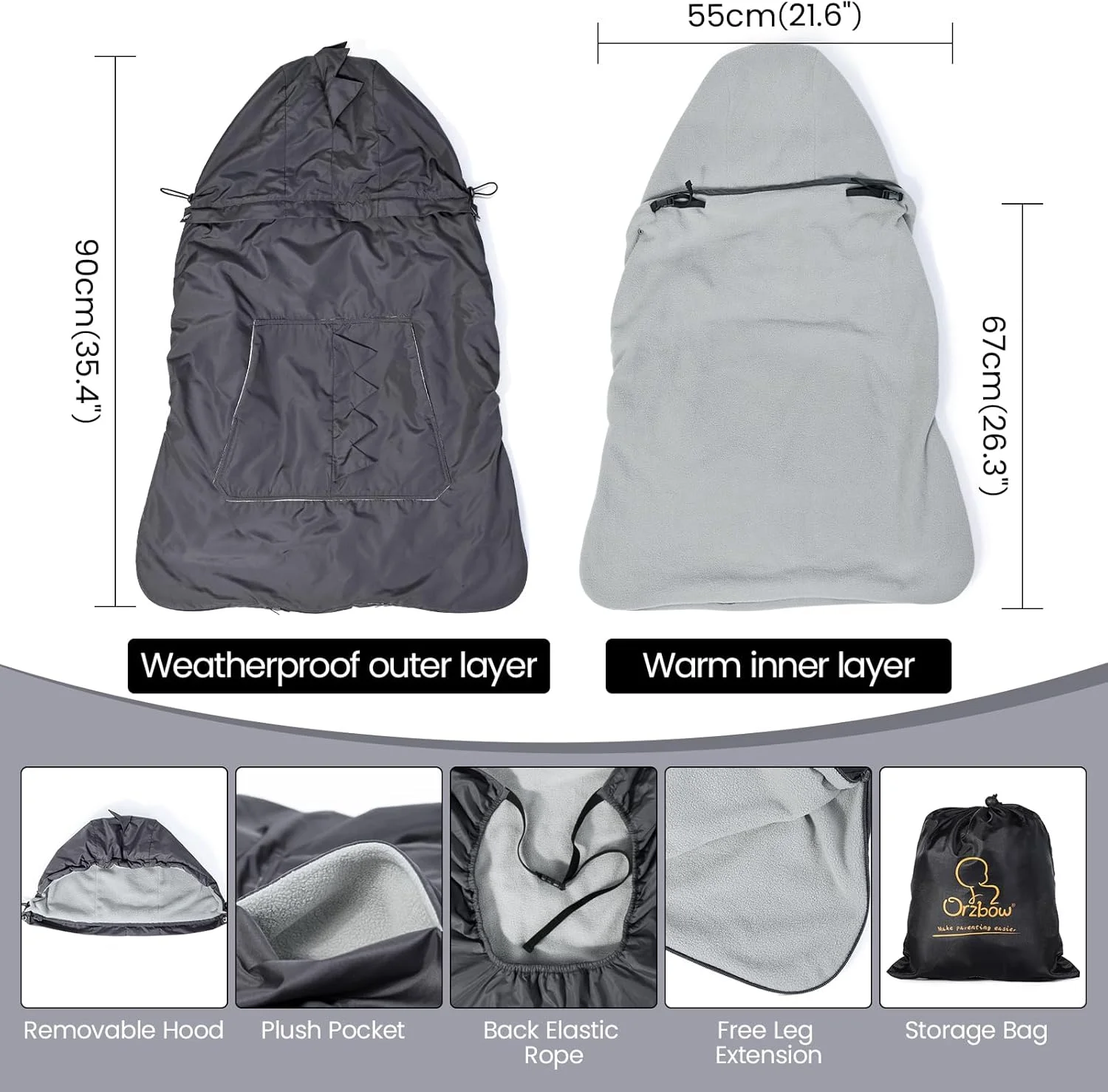 روکش زمستانی حامل نوزاد Orzbow با کلاه جداشدنی، ضد آب و ضد باد، با جیب های بزرگ، مناسب برای انواع حامل های نوزاد و صندلی کمری نوزاد | همراه با کیف نگهداری (دایناسور خاکستری تیره) روکش زمستانی حامل نوزاد Orzbow با کلاه جداشدنی، ضد آب و ضد باد، با جیب های بزرگ، مناسب برای انواع حامل های نوزاد و صندلی کمری نوزاد | همراه با کیف نگهداری (دایناسور خاکستری تیره)