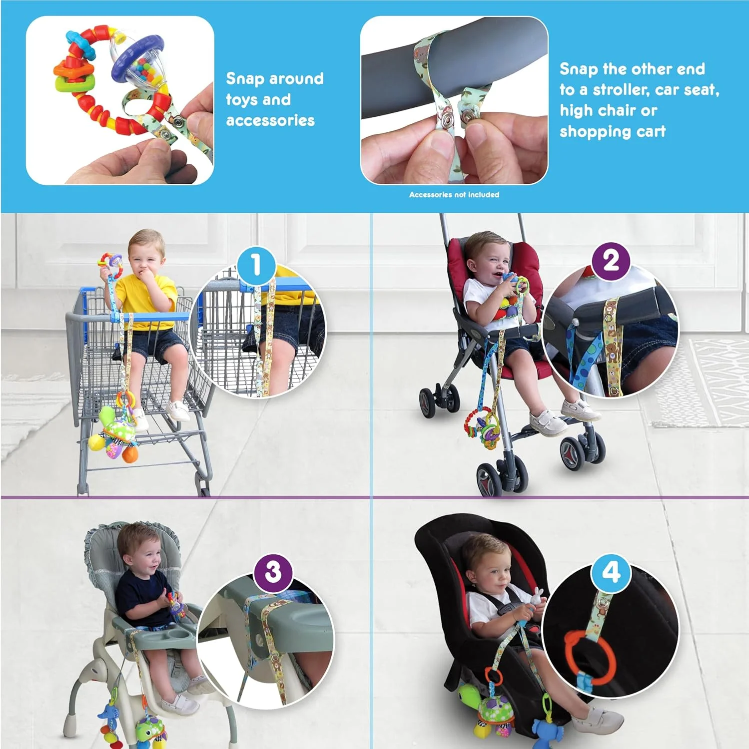 PBnJ baby Toy Saver Strap Holder Leash Secure Accessories Jungle/Gray/Orange/Olive - 4pc PBnJ baby Toy Saver Strap Holder Leash Secure Accessories Jungle/Gray/Orange/Olive - 4pc