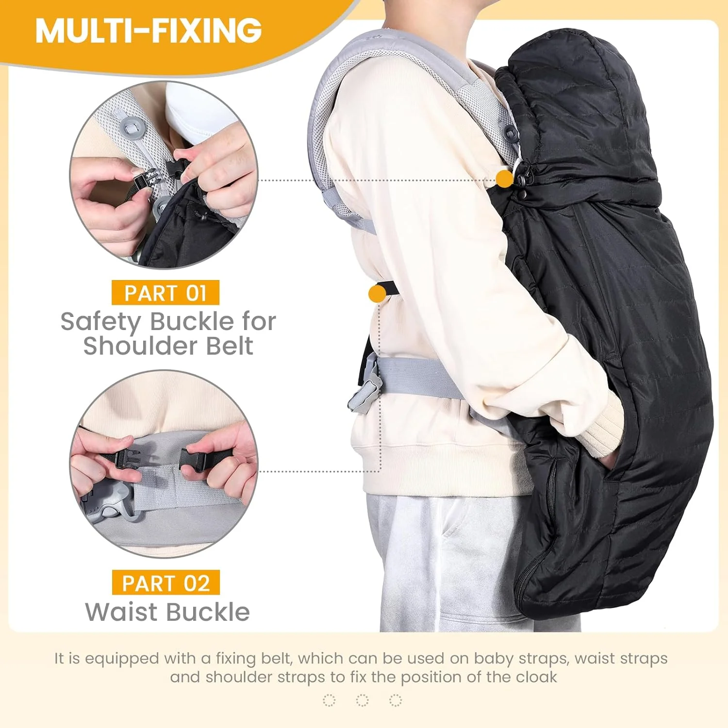 Orzbow Winter Baby Carrier Cover with Detachable Hood, Waterproof & Windproof, Universal for Baby Carriers and Baby Waist Stool, Baby Bunting Bag for Car Seats and Strollers with Storage Bag, Black Orzbow Winter Baby Carrier Cover with Detachable Hood, Waterproof & Windproof, Universal for Baby Carriers and Baby Waist Stool, Baby Bunting Bag for Car Seats and Strollers with Storage Bag, Black