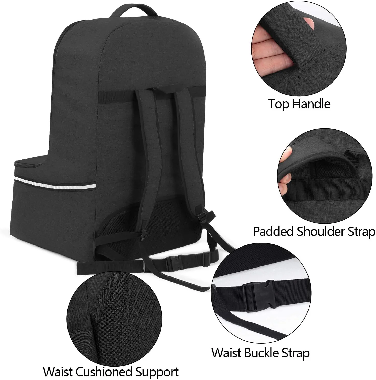 کیف کوله پشتی صندلی ماشین کودک Teamoy، کیف بادوام مناسب بازرسی فرودگاه با دسته بالایی و نوارهای بازتابنده برای صندلی ماشین نوزاد، روکش کیف حمل صندلی ماشین کودک مشکی مدل TY12603 کیف کوله پشتی صندلی ماشین کودک Teamoy، کیف بادوام مناسب بازرسی فرودگاه با دسته بالایی و نوارهای بازتابنده برای صندلی ماشین نوزاد، روکش کیف حمل صندلی ماشین کودک مشکی مدل TY12603