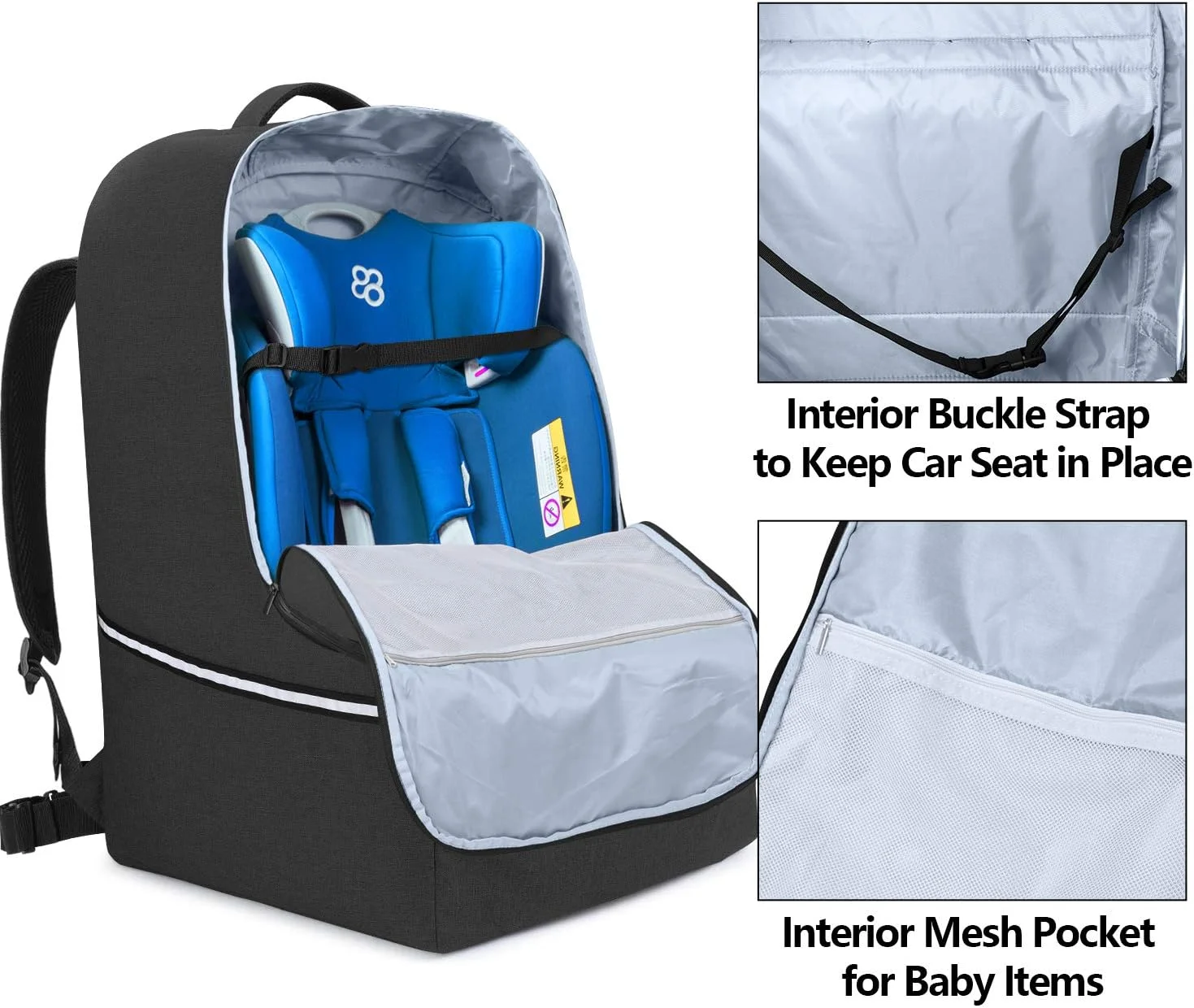 کیف کوله پشتی صندلی ماشین کودک Teamoy، کیف بادوام مناسب بازرسی فرودگاه با دسته بالایی و نوارهای بازتابنده برای صندلی ماشین نوزاد، روکش کیف حمل صندلی ماشین کودک مشکی مدل TY12603 کیف کوله پشتی صندلی ماشین کودک Teamoy، کیف بادوام مناسب بازرسی فرودگاه با دسته بالایی و نوارهای بازتابنده برای صندلی ماشین نوزاد، روکش کیف حمل صندلی ماشین کودک مشکی مدل TY12603