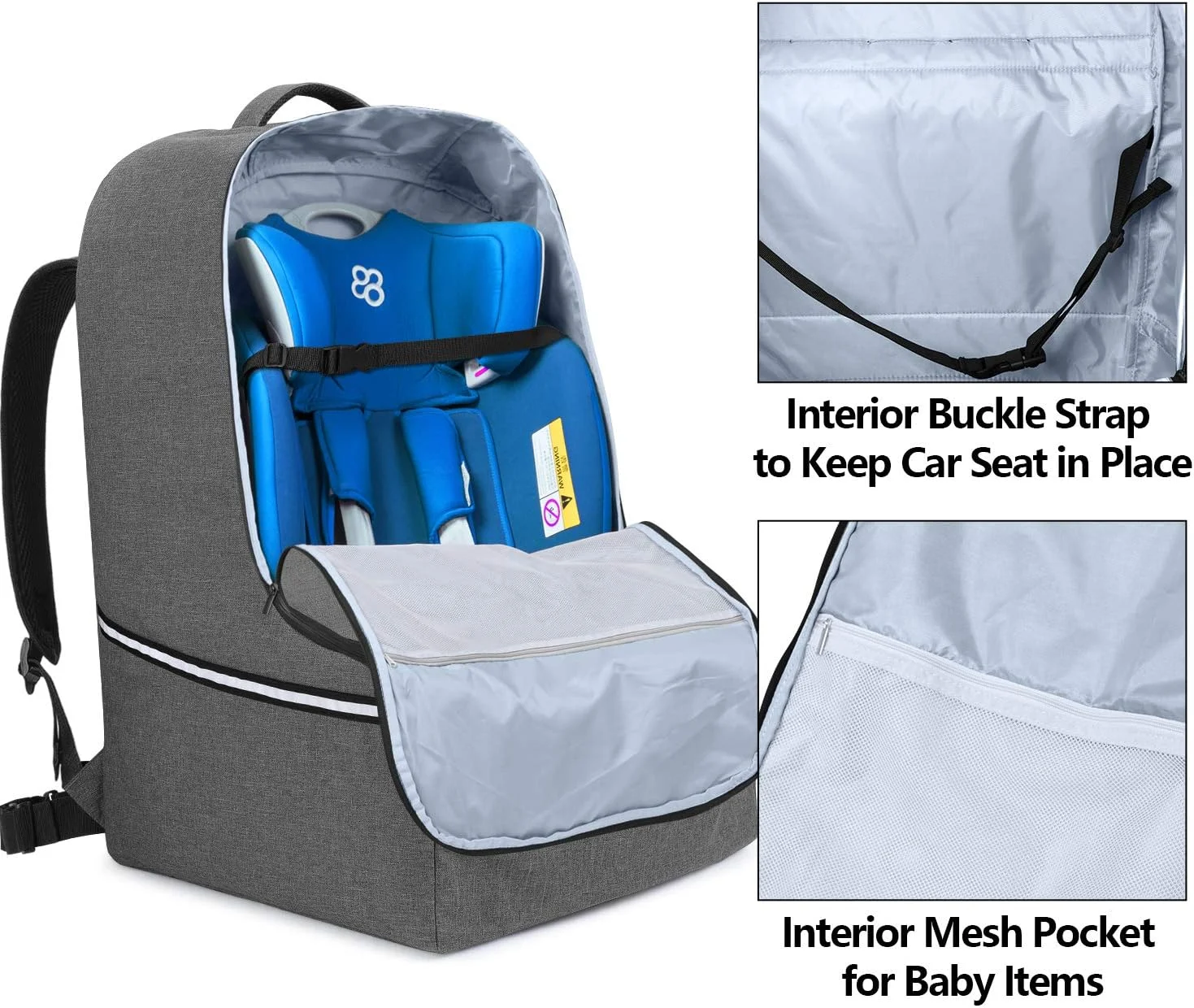 کیف حمل صندلی ماشین کودک Teamoy، کیف بازرسی گیت صندلی ماشین با دسته بالایی و نوارهای بازتابنده، روکش حمل صندلی ماشین کودک برای هواپیما، خاکستری کیف حمل صندلی ماشین کودک Teamoy، کیف بازرسی گیت صندلی ماشین با دسته بالایی و نوارهای بازتابنده، روکش حمل صندلی ماشین کودک برای هواپیما، خاکستری