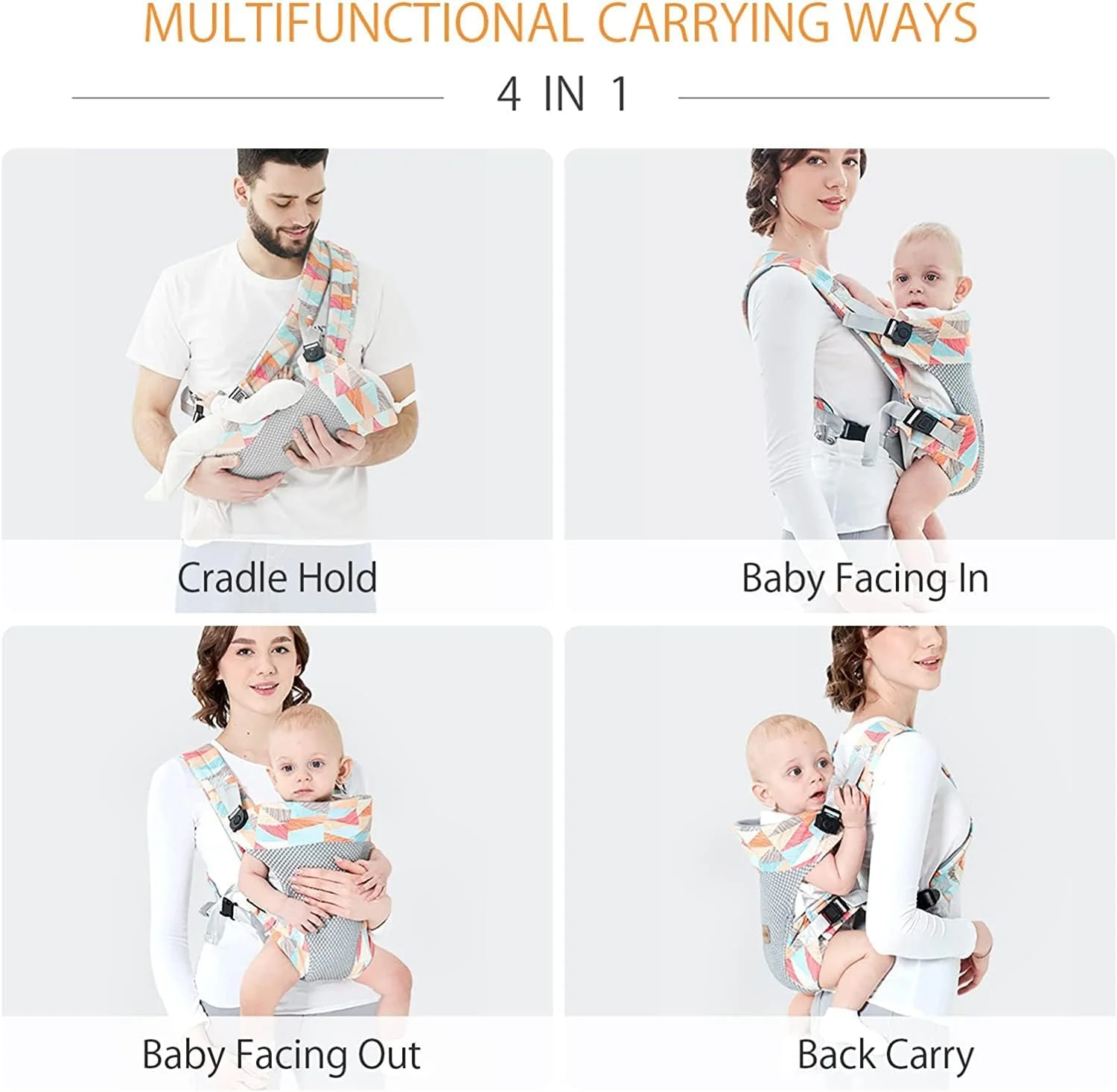 آغوشی نوزاد TERRIFI، آغوشی سبک و قابل تنفس، آغوشی 4 در 1، کوله پشتی حمل کودک قابل تبدیل جلو و پشت، چند منظوره برای نوزاد تا کودک نوپا 0 تا 36 ماه آغوشی نوزاد TERRIFI، آغوشی سبک و قابل تنفس، آغوشی 4 در 1، کوله پشتی حمل کودک قابل تبدیل جلو و پشت، چند منظوره برای نوزاد تا کودک نوپا 0 تا 36 ماه