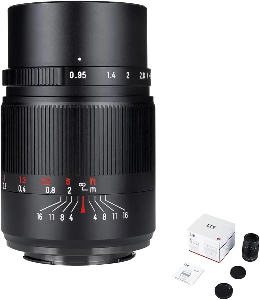 لنز 7artisans 25mm F0.95 APS-C با دیافراگم باز و فاصله کانونی ثابت برای دوربین های بدون آینه Canon M1 M2 M3 M5 M6 M10 M50 M100 مناسب عکاسی مستند