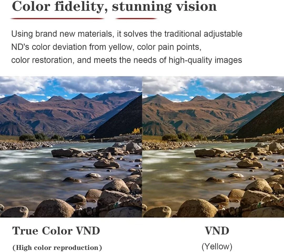 7artisans 82mm True Color VND (2-5 Stops) Variable Neutral Density Filter,Adjustable ND Filter Water Repellent and Scratch Resistant for Camera Lens