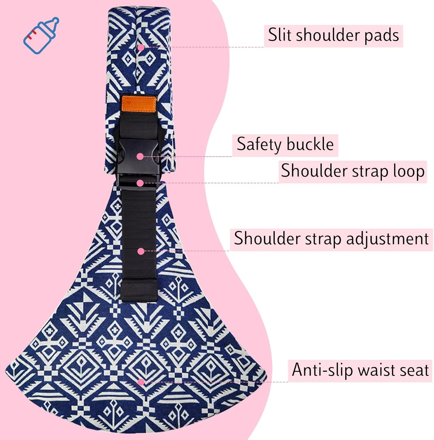 آغوشی نوزاد قابل تنظیم ZYEKIU، آغوشی نوزاد تنفسی آسان، آغوشی جانبی برای کودکان مناسب برای نوزادان زیر 15 کیلوگرم (آبی)