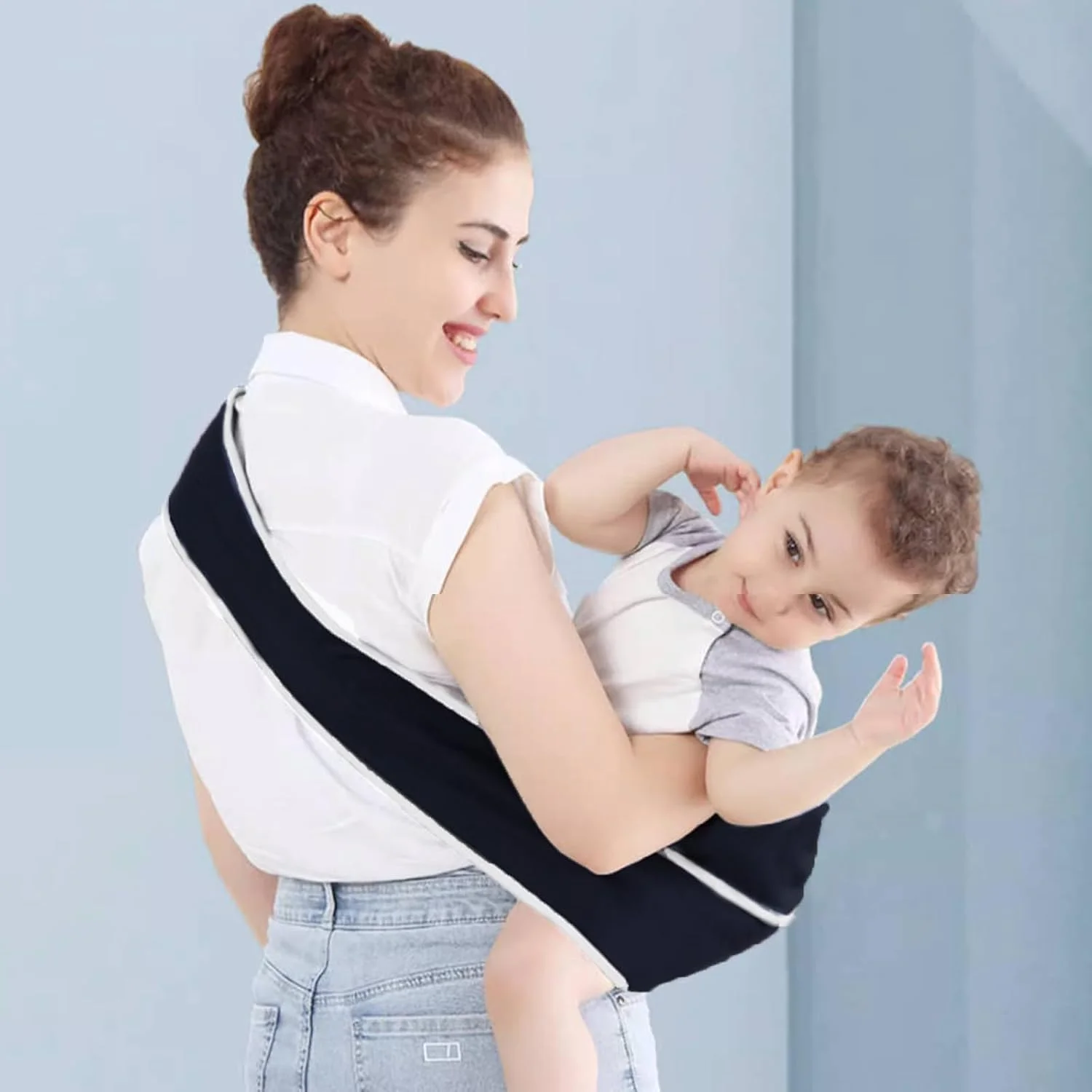 آغوشی نوزاد زیکیو، بند قابل تنظیم، زین کودک چند منظوره و قابل حمل، بند کودک چند منظوره، بند شانه چند منظوره برای کودکان، از 6 تا 48 ماهگی، تا 15 کیلوگرم