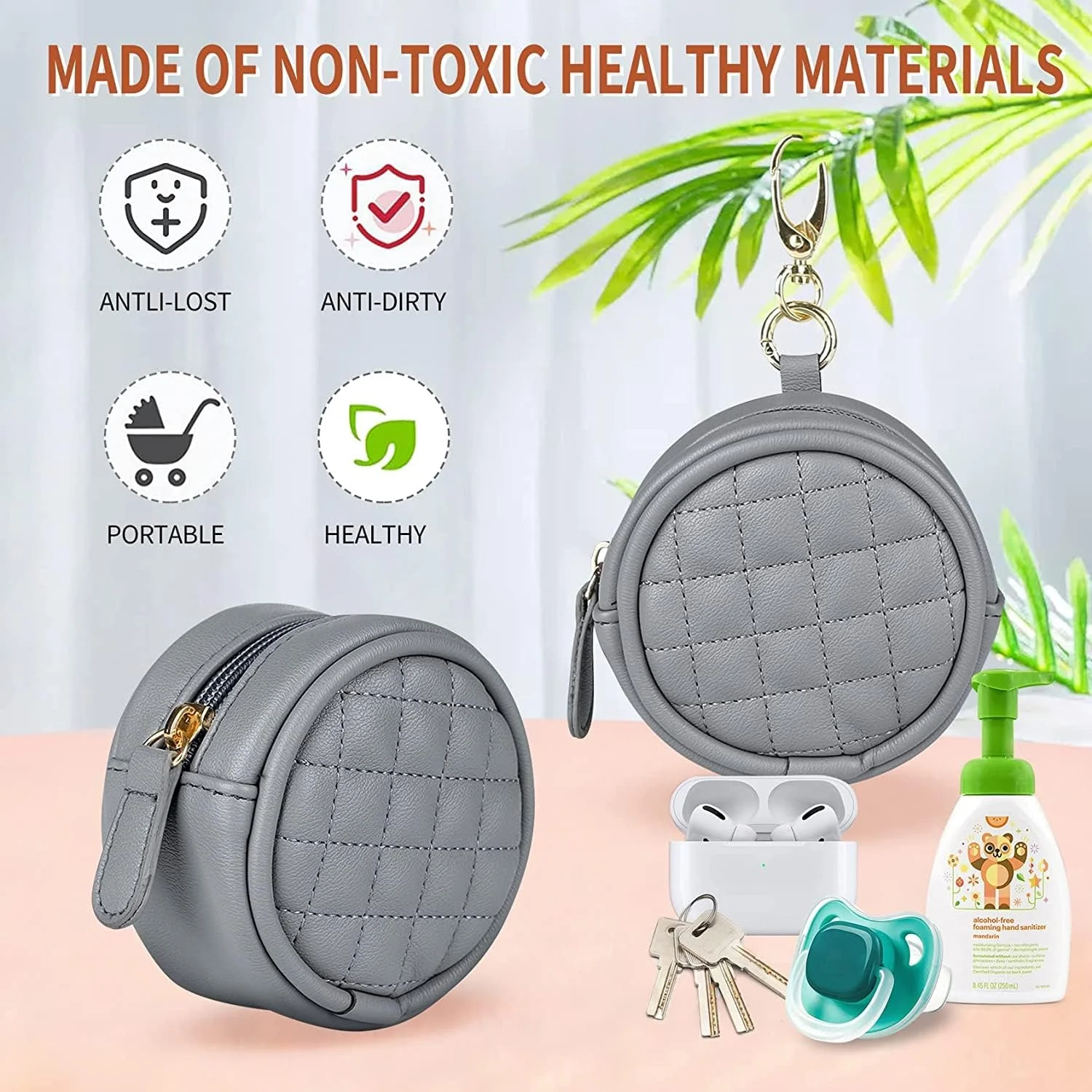 نگهدارنده پستانک کودک YHRY با گیره، کیف پستانک برای کیف پوشک، محفظه کیف گیره دار با زیپ برای پسران و دختران، کیف لوازم جانبی کالسکه مسافرتی در فضای باز مناسب برای همه پستانک ها (خاکستری) نگهدارنده پستانک کودک YHRY با گیره، کیف پستانک برای کیف پوشک، محفظه کیف گیره دار با زیپ برای پسران و دختران، کیف لوازم جانبی کالسکه مسافرتی در فضای باز مناسب برای همه پستانک ها (خاکستری)