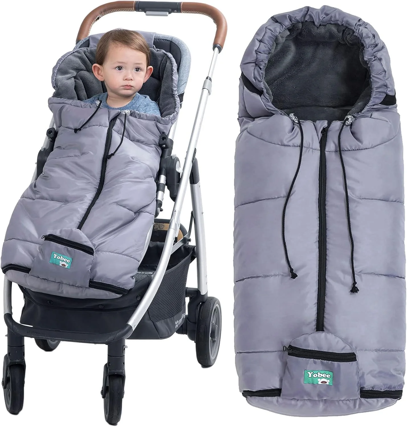 کیسه خواب کالسکه کودک یوبی، کیسه خواب بادوام و عایق گرم برای کالسکه، پتوی کالسکه زمستانی قابل تنظیم، قنداق نوزاد برای هوای سرد، خاکستری روشن، 99x49.5 سانتی متر، دارای بند کیسه خواب کالسکه کودک یوبی، کیسه خواب بادوام و عایق گرم برای کالسکه، پتوی کالسکه زمستانی قابل تنظیم، قنداق نوزاد برای هوای سرد، خاکستری روشن، 99x49.5 سانتی متر، دارای بند