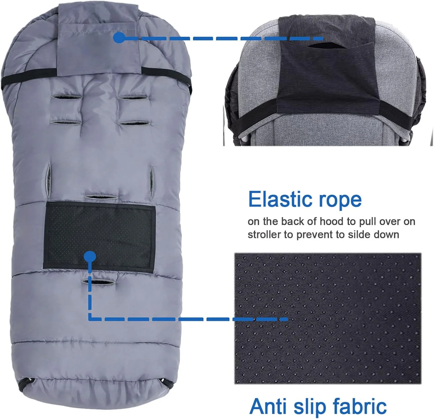 کیسه خواب کالسکه کودک یوبی، کیسه خواب بادوام و عایق گرم برای کالسکه، پتوی کالسکه زمستانی قابل تنظیم، قنداق نوزاد برای هوای سرد، خاکستری روشن، 99x49.5 سانتی متر، دارای بند کیسه خواب کالسکه کودک یوبی، کیسه خواب بادوام و عایق گرم برای کالسکه، پتوی کالسکه زمستانی قابل تنظیم، قنداق نوزاد برای هوای سرد، خاکستری روشن، 99x49.5 سانتی متر، دارای بند