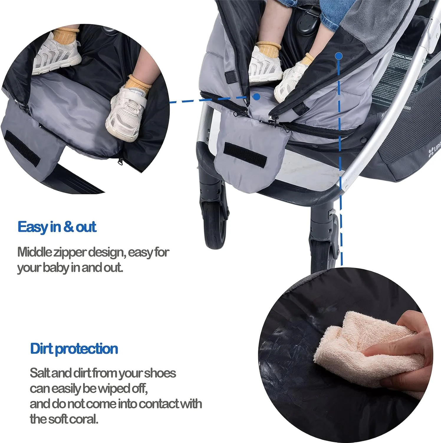 کیسه خواب کالسکه کودک یوبی، کیسه خواب بادوام و عایق گرم برای کالسکه، پتوی کالسکه زمستانی قابل تنظیم، قنداق نوزاد برای هوای سرد، خاکستری روشن، 99x49.5 سانتی متر، دارای بند کیسه خواب کالسکه کودک یوبی، کیسه خواب بادوام و عایق گرم برای کالسکه، پتوی کالسکه زمستانی قابل تنظیم، قنداق نوزاد برای هوای سرد، خاکستری روشن، 99x49.5 سانتی متر، دارای بند