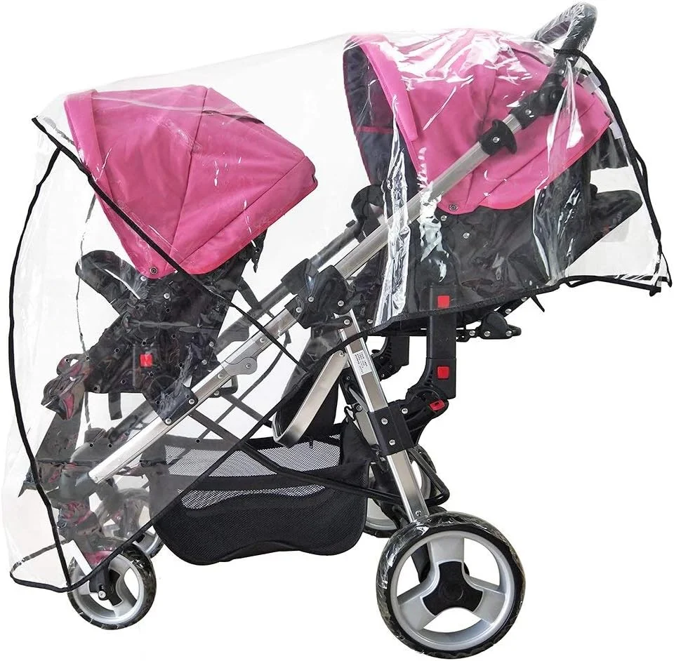 Weather Shield Double Stroller Rain Cover Twin Tandem Universal Size Baby Toddler Wind Shield Deal Popular Accessories Waterproof Windproof Travel Insect Protector (QH) Weather Shield Double Stroller Rain Cover Twin Tandem Universal Size Baby Toddler Wind Shield Deal Popular Accessories Waterproof Windproof Travel Insect Protector (QH)