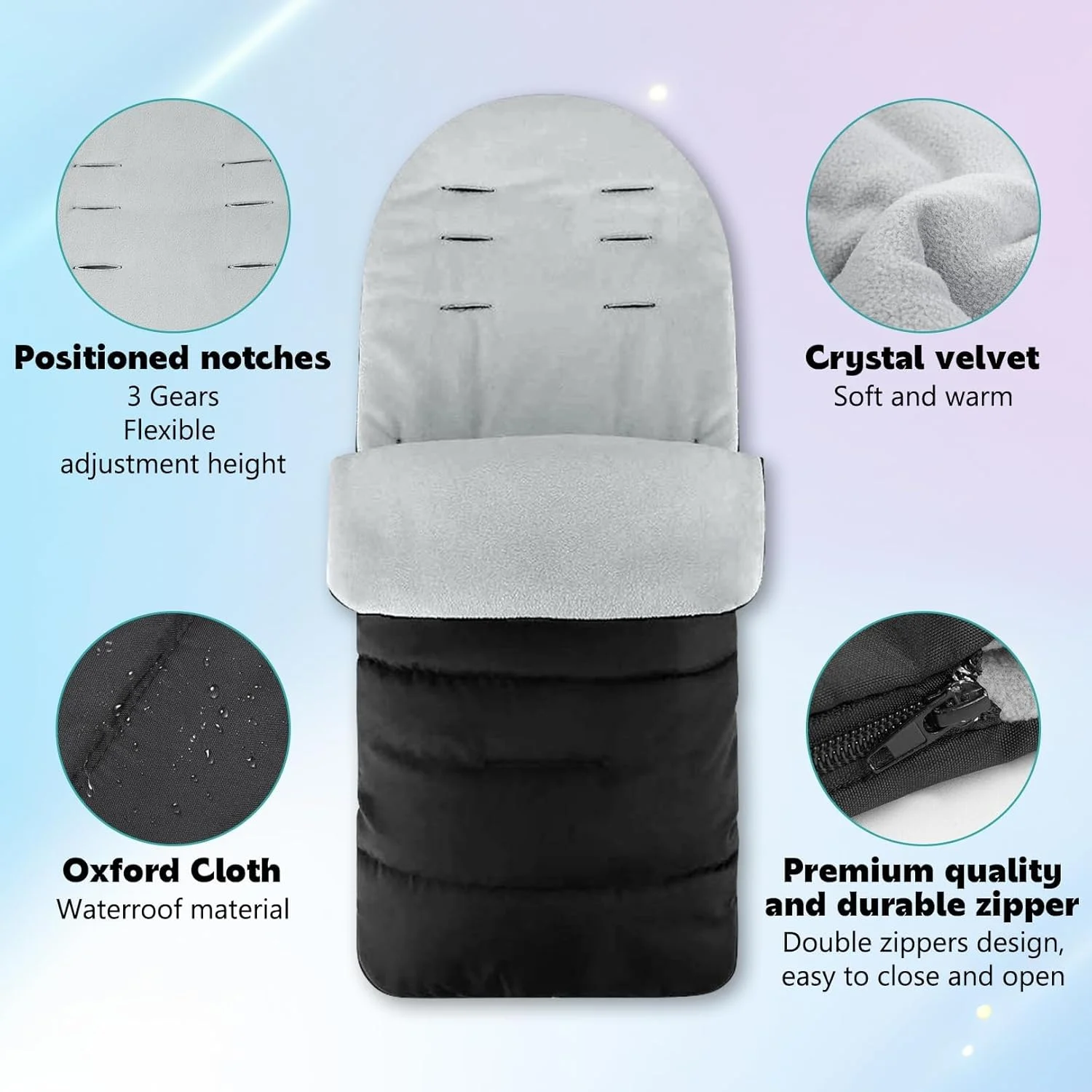 کیسه خواب گرم جهانی نوزاد برای کالسکه، ضد آب و ضد باد با آستر پشم مرجانی، کیسه خواب گرم زمستانی کالسکه نوزاد، کیسه خواب نوزاد برای اکثر کالسکه ها و پرام ها