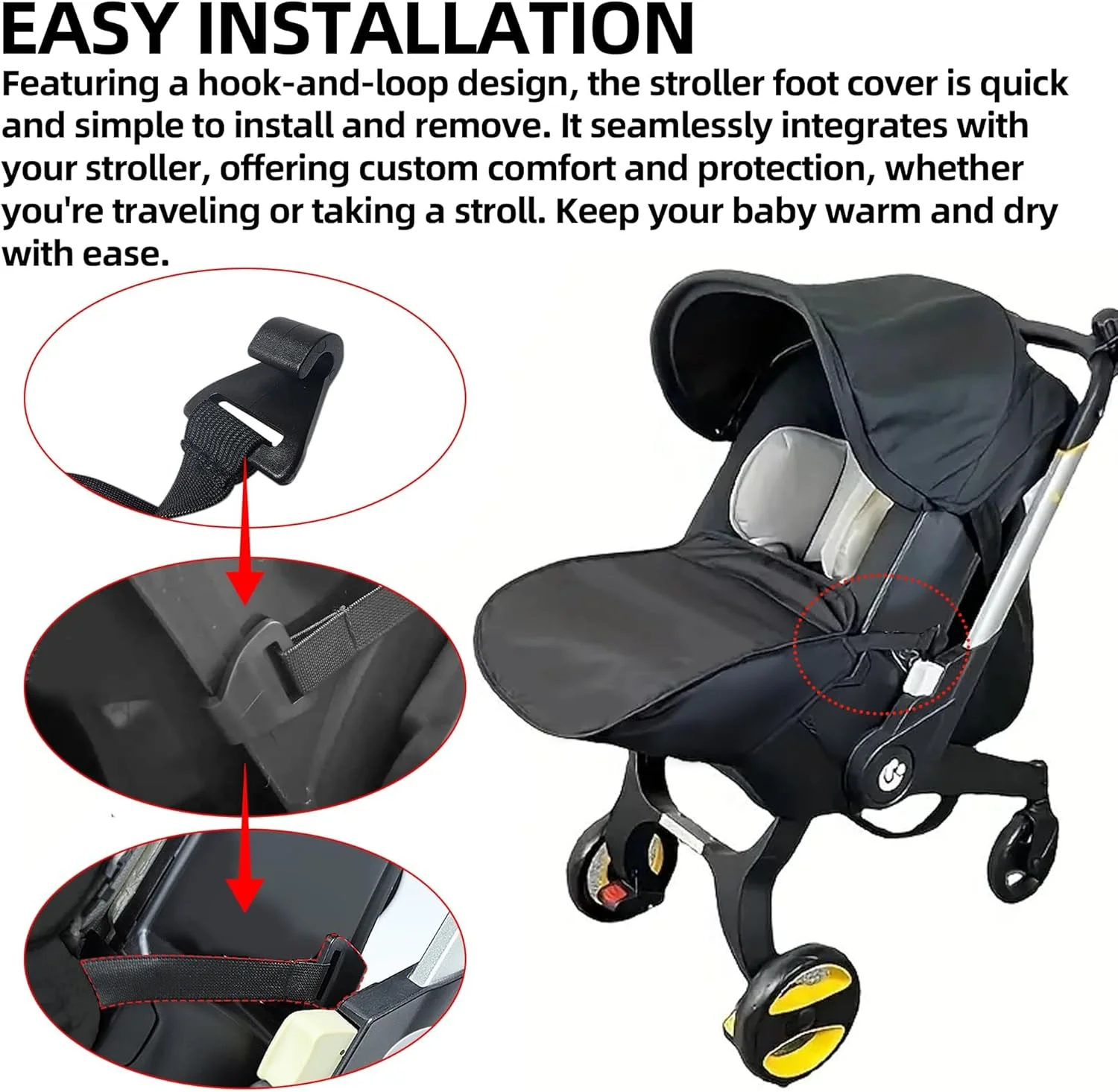 کیسه خواب/کاور پای یونیورسال لوازم جانبی کالسکه کودک، سازگار با کالسکه دونا، مناسب برای کالسکه دونا، ضد باد، ضد آب، کیسه شکار برای کالسکه، روکش پای گرم زمستانی - مشکی کیسه خواب/کاور پای یونیورسال لوازم جانبی کالسکه کودک، سازگار با کالسکه دونا، مناسب برای کالسکه دونا، ضد باد، ضد آب، کیسه شکار برای کالسکه، روکش پای گرم زمستانی - مشکی