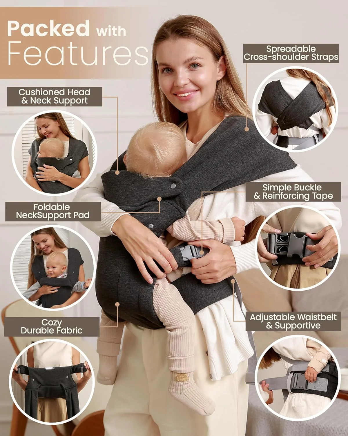 آغوشی نوزاد تسریت مناسب نوزاد تا نوپا - آغوشی ارگونومیک و راحت با پشتیبانی کمری برای وزن 3 تا 11 کیلوگرم، آغوشی سینه ای با قابلیت تنظیم آسان، آغوشی اسلینگ با قابلیت رو به داخل و رو به بیرون آغوشی نوزاد تسریت مناسب نوزاد تا نوپا - آغوشی ارگونومیک و راحت با پشتیبانی کمری برای وزن 3 تا 11 کیلوگرم، آغوشی سینه ای با قابلیت تنظیم آسان، آغوشی اسلینگ با قابلیت رو به داخل و رو به بیرون