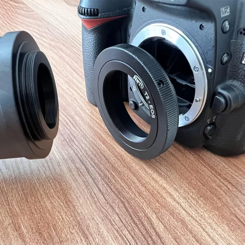 حلقه آداپتور لنز JINTU T Mount T2 T-Ring آداپتور تله فوتو سازگار با دوربین های Canon EOS SLR مدل های 4000D 2000D 1200D 1300D 90D 80D 200D 400D 60D 70D 77D 5D IV 850D 650D 750D 7D T7i T7 T6s T6i T6 T5i