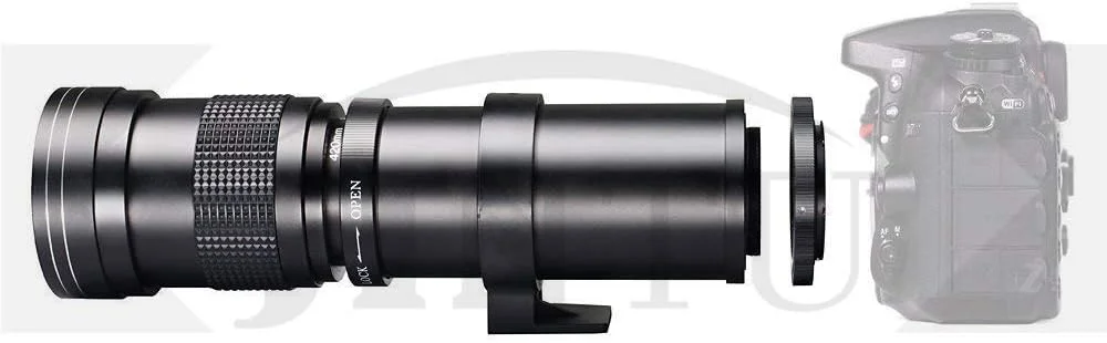 لنز دوربین تله فوتو آینه ای دستی JINTU 420-800mm f/8.3 سازگار با مانت Canon EF-M مدل های M, M2, M3, M5, M6, M10, M100, M50, M200 (مشکی)