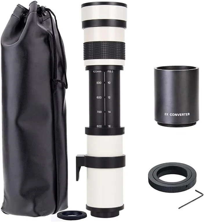 لنز تله فوتو زوم دستی JINTU 420-1600mm f/8.3 HD برای دوربین های SLR کانن نیکون 4000D 2000D T7 T7i T6 T6i T5 T5i 80D 77D 650D 70D 60D 50D 5D D5600 D5500 D3100 D3200 D3300 D3400 D90 D5200 D7500