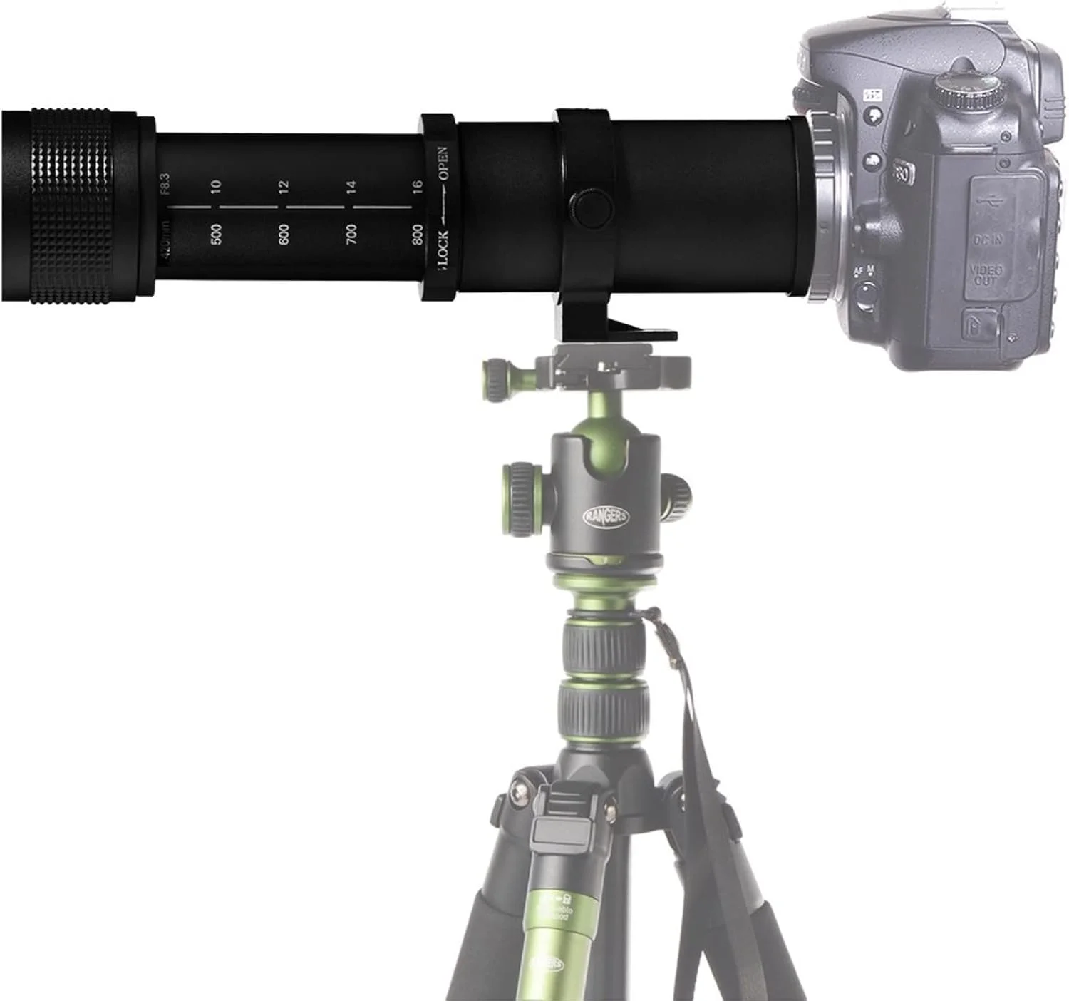 لنز دوربین تله فوتو آینه ای دستی JINTU 420-800mm f/8.3 سازگار با مانت Canon EF-M مدل های M, M2, M3, M5, M6, M10, M100, M50, M200 (مشکی)