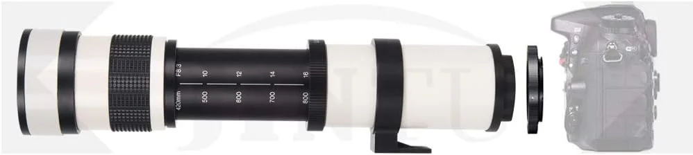 لنز تله فوتو زوم دستی JINTU 420-1600mm f/8.3 HD برای دوربین های SLR کانن نیکون 4000D 2000D T7 T7i T6 T6i T5 T5i 80D 77D 650D 70D 60D 50D 5D D5600 D5500 D3100 D3200 D3300 D3400 D90 D5200 D7500