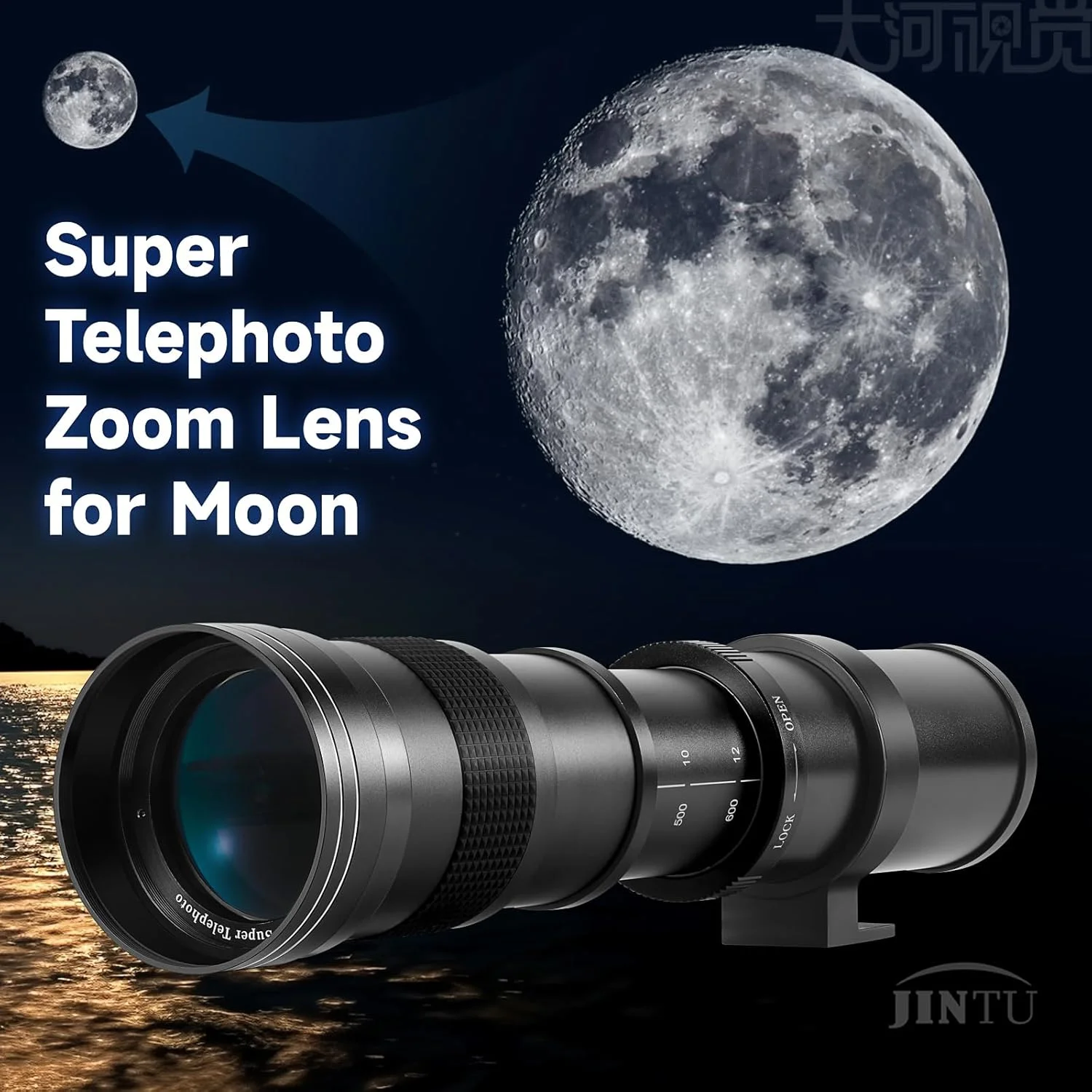 لنز زوم تله فوتو 420-800 میلی‌متری JINTU F Mount F/8.3، لنزهای دوربین‌های SLR دستی برای Nikon D5600 D3200 D5500 D3400 D7200 D750 D3500 D7500 D500 D600 D700 D800 D810 D850 D3100 D5100 D5200 D7000 D7100