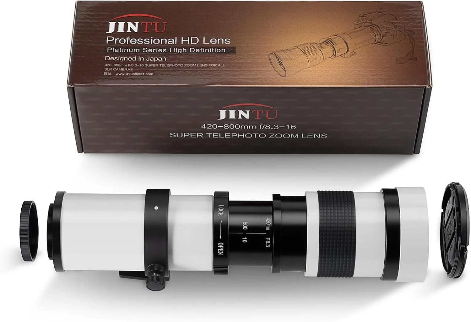 لنز تله فوتو زوم دستی JINTU 420-1600mm f/8.3 HD برای دوربین های SLR کانن نیکون 4000D 2000D T7 T7i T6 T6i T5 T5i 80D 77D 650D 70D 60D 50D 5D D5600 D5500 D3100 D3200 D3300 D3400 D90 D5200 D7500