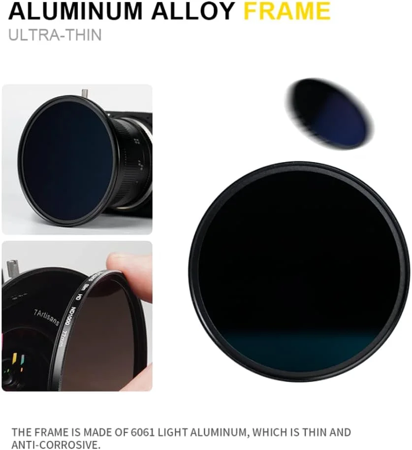 فیلتر کاهنده نور 7artisans ND فوق باریک با پوشش چند لایه HD از جنس شیشه اپتیکال و فریم آلیاژ آلومینیوم، فیلتر چگالی خنثی ND8 ND64 ND1000 (ND1000, 72mm) فیلتر کاهنده نور 7artisans ND فوق باریک با پوشش چند لایه HD از جنس شیشه اپتیکال و فریم آلیاژ آلومینیوم، فیلتر چگالی خنثی ND8 ND64 ND1000 (ND1000, 72mm)