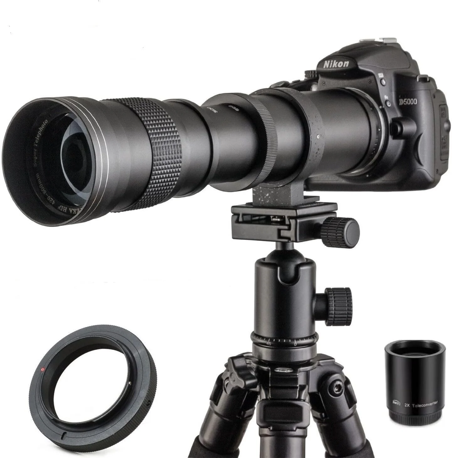 لنز زوم تله فوتو دستی JINTU 420-1600mm f/8.3 HD برای دوربین های کانن نیکون SLR مدل های 4000D 2000D T7 T7i T6 T6i T5 T5i 80D 77D 650D 60D 50D 5D D5600 D5500 D3100 D3200 D3300 D3400 D90 D5200 D7500