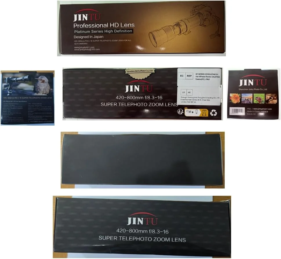 لنز تله فوتو زوم دستی JINTU 420-1600mm، مانت EF/EF-S برای Canon 4000D 2000D T7 T7i T6 T6i T5 T5i 80D 90D 77D 650D 60D 5D 1200D SL2 700D 70D 60D 50D 5D 6D 7D 600D 550D T3, T3i, T8I