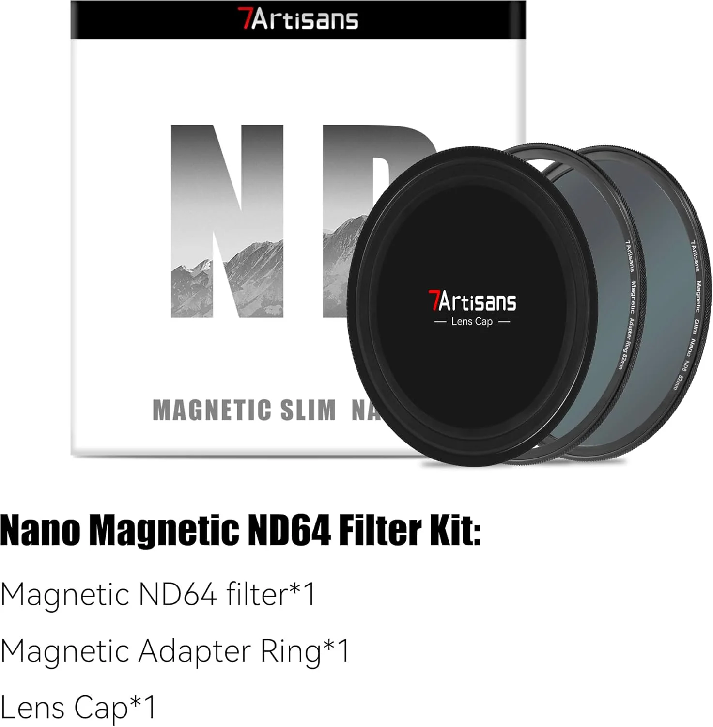 فیلتر مغناطیسی نانو 7artisans، فیلتر UV، فیلتر کاهنده نور ND / فیلتر پلاریزاسیون CPL / فیلتر گرادیان GND / فیلتر مه سیاه 1/4، فیلتر عکاسی پرتره مناسب برای لنز (67mm ND64)