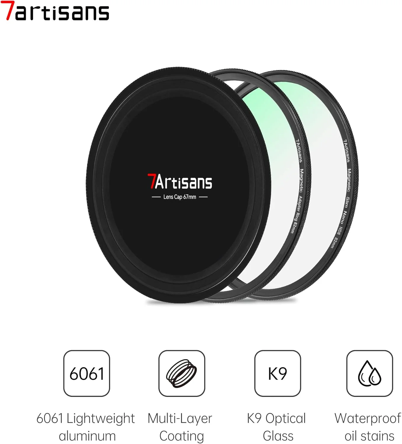 فیلتر مغناطیسی نانو 7artisans، فیلتر UV، فیلتر کاهنده نور ND / فیلتر پلاریزاسیون CPL / فیلتر گرادیان GND / فیلتر مه سیاه 1/4، فیلتر عکاسی پرتره مناسب برای لنز (67mm ND64)
