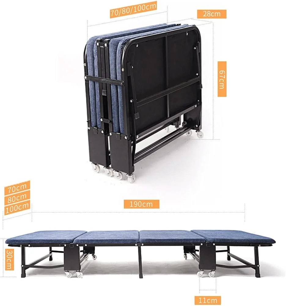 تخت تاشو LMJ، تخت تاشو سنگین و آسان، حداکثر ظرفیت وزن 300 پوند، تخت مهمان با روکش تشک بافتنی کشسان سه بعدی قابل حمل (اندازه: عرض 63 سانتی متر)
