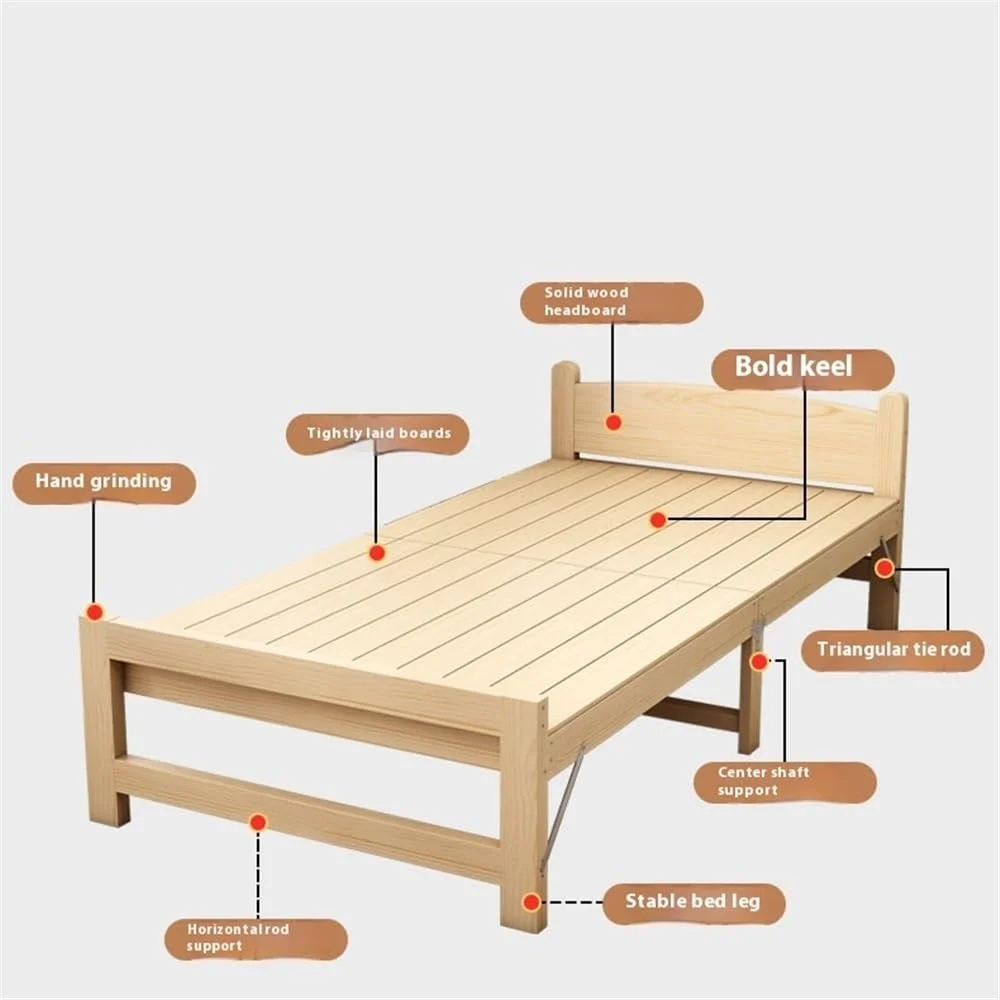 تخت تاشو سفری Lijiaxiuyc-101، تخت تاشو تخته ای یک نفره کوچک مناسب برای خانه های اجاره ای به همراه تشک (XL)
