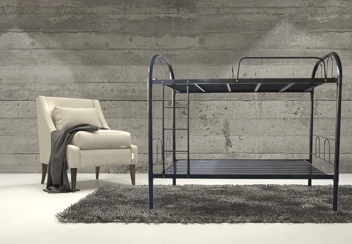 تخت دو طبقه ماه می مدل Teras 77، مشکی، یک نفره