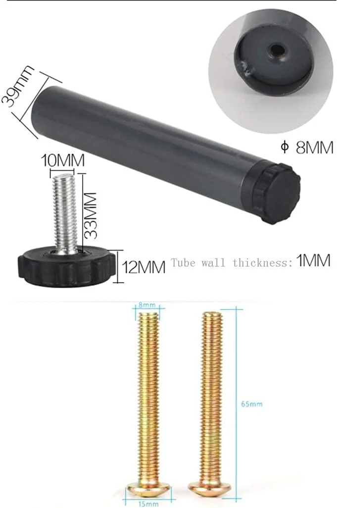 پایه مبلمان قابل تنظیم MDBZGD4، پایه تخت، پایه های نگهدارنده تخت، پایه های زیر تخت، لوازم جانبی قاب تخت، تک سوراخ، رتبه گرد، اسکلت (اندازه: 27 سانتی متر)