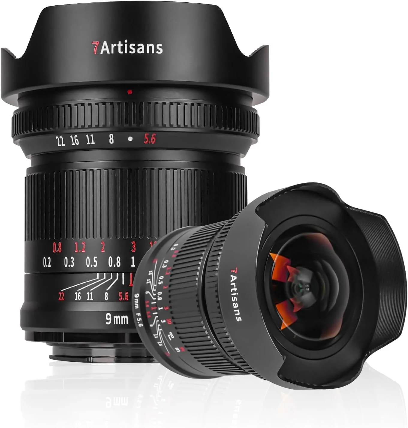 لنز فول فریم 7artisans 9mm F5.6 با زاویه دید فوق عریض 132 درجه، تقریبا بدون اعوجاج، حداقل فاصله فوکوس 0.2 متر، سازگار با EOS-R، RED، EOS-R3، EOS-R5، EOS-R6، EOS-RP، مشکی